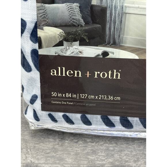 Allen + Roth Willlow Navy Design Rod Pocket Single Curtain Panel 50” X 84” {36}. - Picture 3 of 11